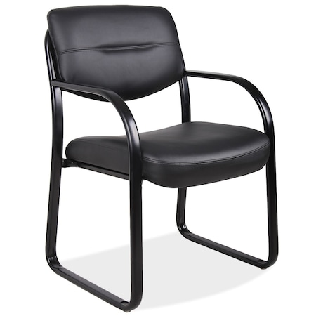 Merit Collection Sled Base Guest Chair With Arms And Black Frame